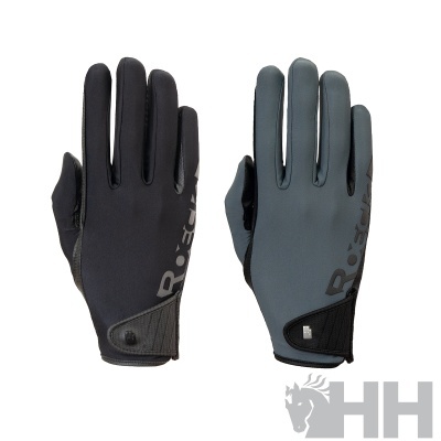 Luvas esportivas pretas e cinza com logótipo Roeck