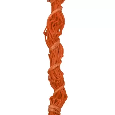 Rede de segurança de corda laranja enrolada com anéis metálicos