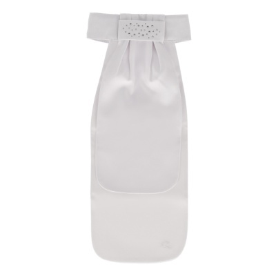 Saco de tecido branco com dobra decorativa e padrão perfurado