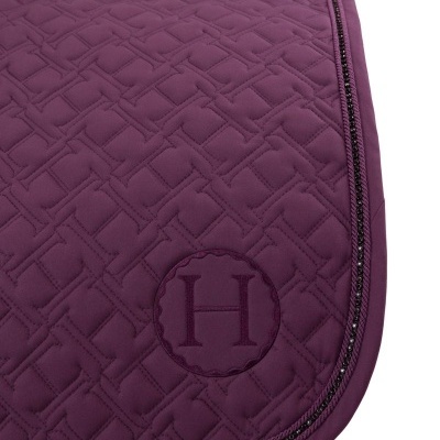 Tapete de sela roxo matelassado com bordado da letra H