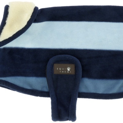 Capa para cão em tecido polar azul claro e azul escuro com etiqueta TOUS FRIENDS