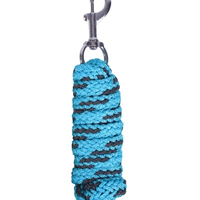 Corda trançada azul e preta com mosquetão metálico prateado