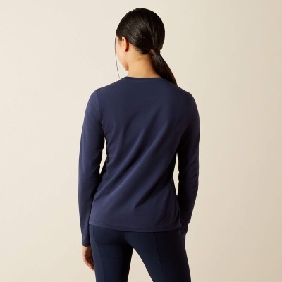 Camisola de manga comprida azul escuro vista de costas