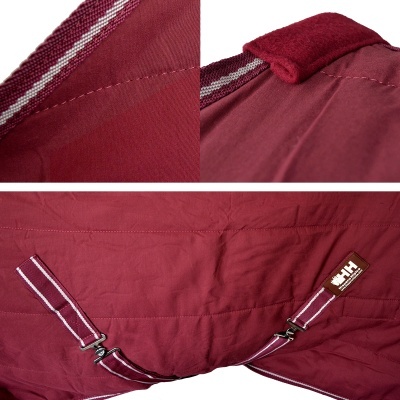 Manta bordeaux com alças ajustáveis e etiqueta HH