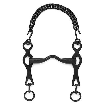 Freio de cavalo em metal preto com corrente superior