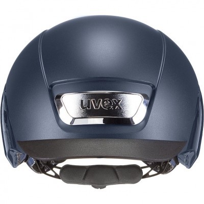 Capacete azul escuro fosco com logótipo uvex prateado