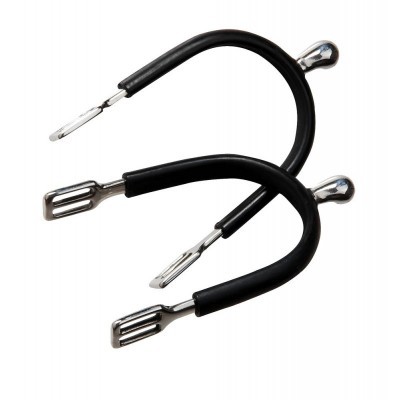 Par de esporas metálicas com proteção preta em borracha