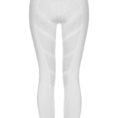 Leggings brancas com detalhes antiderrapantes e logo cavallo cinzento no cós