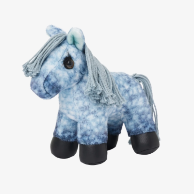 Pelúcia cavalo azul com crina e patas pretas