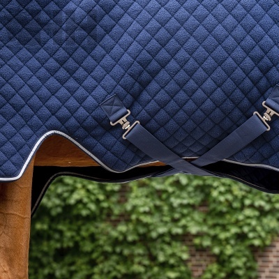 Cobertor azul acolchoado para cavalo com tiras e fivelas