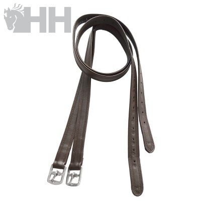 Rédeas de couro castanho com fivelas metálicas prateadas