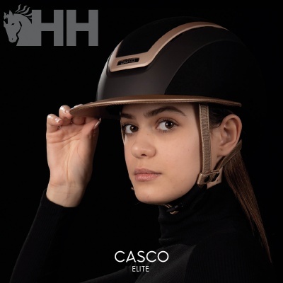 Capacete de equitação CASCO preto e castanho com viseira