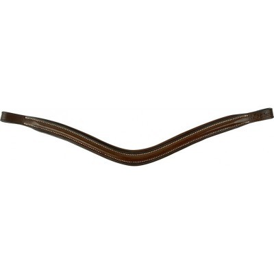 Cabeçada de couro castanho para cavalo com costuras em branco