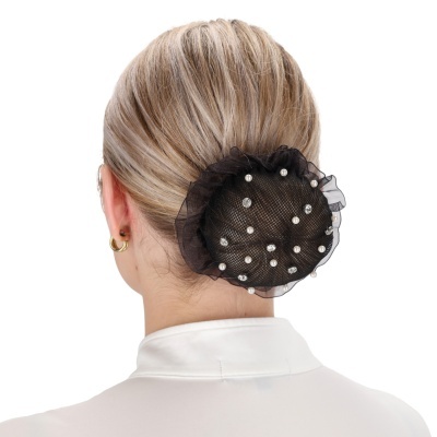 Acessório de cabelo preto com pérolas e cristais