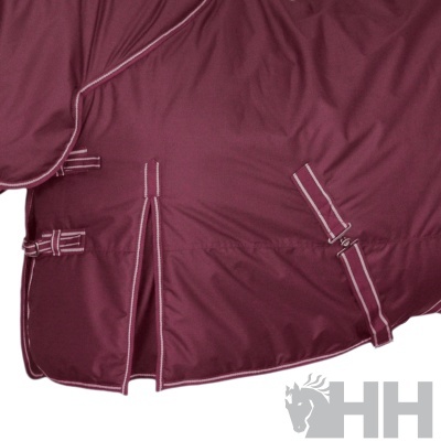 Manta de cavalo vinho com fechos ajustáveis e logótipo HH cinzento