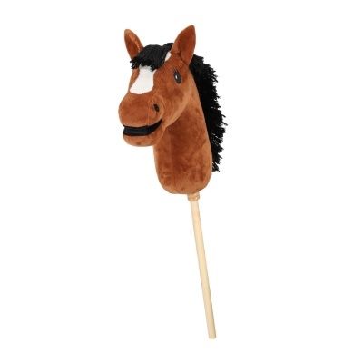 Brinquedo cavalo de peluche com vara de madeira