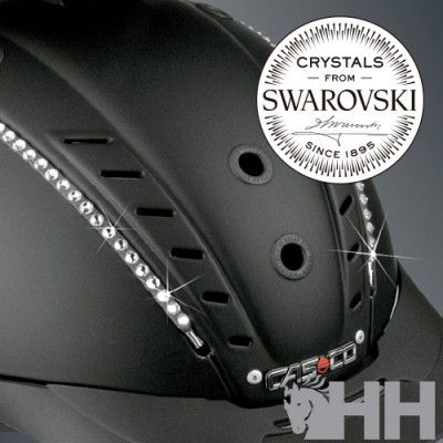 Capacete preto com cristais Swarovski e logo CASCO