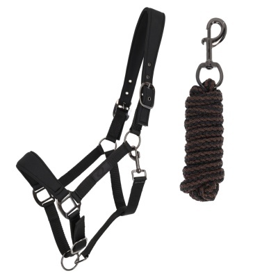 Conjunto de cabresto e peitoral com corda para equitação