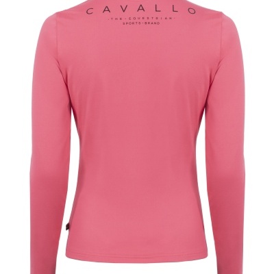 Camisa de mangas compridas rosa com texto CAVALLO na parte de trás