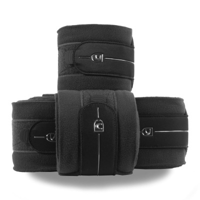 Conjunto de três bandagens elásticas pretas com fechos metálicos