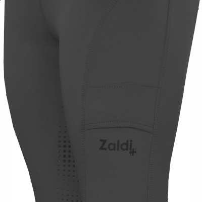 Calças desportivas cinzentas com bolso lateral e logo Zaldi