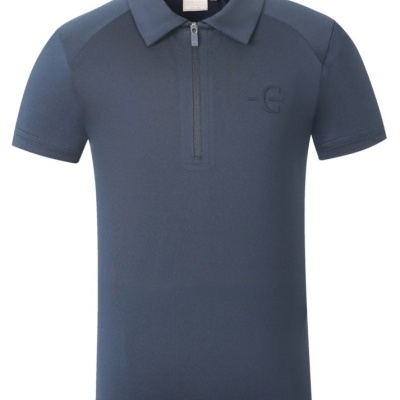 Polo azul escuro com gola e fecho de correr