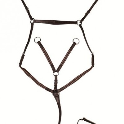 Pezera em pele castanha escura para cavalo com fivelas metálicas