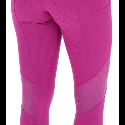 Calças de desporto femininas rosa com silicone antiderrapante e tecido de malha