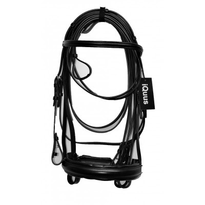 Cabeçada preta sintética com etiqueta 'iqaus'