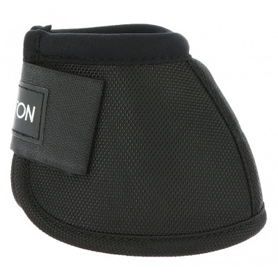 Campana de proteção preta para cavalo com velcro e acabamento em tecido