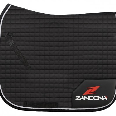 Tapete para sela preto com padrão acolchoado e logo ZANDONA