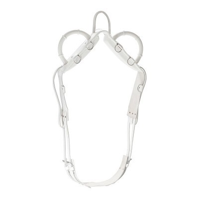 Peitoral branco para cavalo com fivelas e argolas