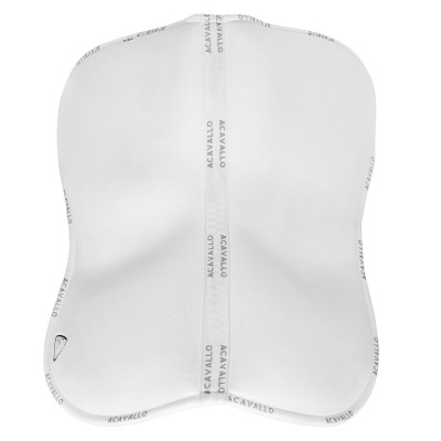 Almofada branca com costuras e texto ACAVALLO