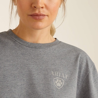 Camisola cinzenta com estampagem ARIAT e logo de pata