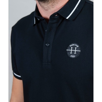 Polo masculino preto com bordado HARCOUR 1989