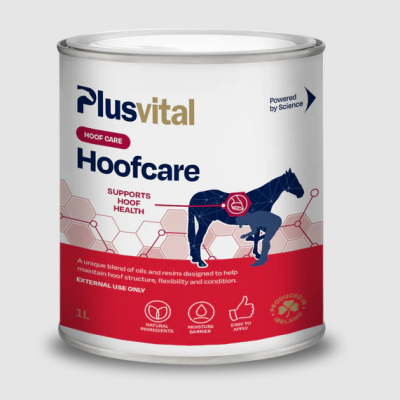 Lata do produto Plusvital Hoofcare para cuidado de cascos de cavalo