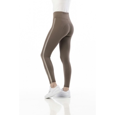 Leggings desportivas castanhas com textura e logótipo branco na lateral