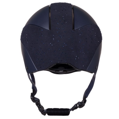 capacete de equitação azul escuro com aplicações brilhantes