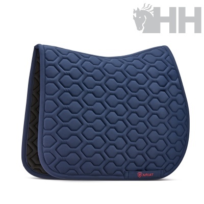 Tapete para sela azul acolchoado com padrão hexagonal e etiqueta ARIAT