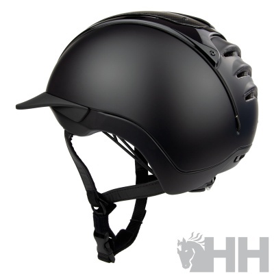 Capacete de equitação preto mate com viseira e ventilação