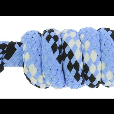Corda trançada azul claro, preto e branco com mosquetão prateado