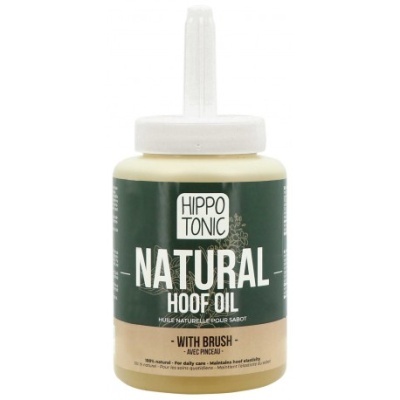 Frasco de óleo para cascos Hippo Tonic com doseador e rótulo verde e bege