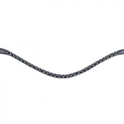 Frontal de cavalo em couro preto com detalhes metálicos