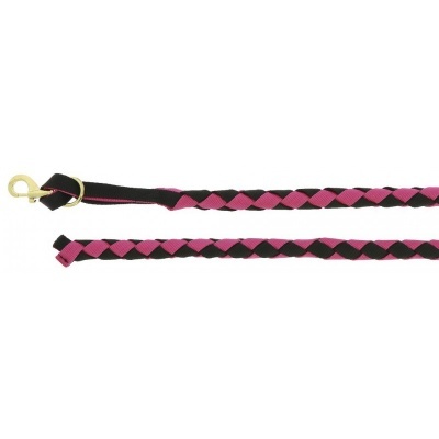 Trela para animal preto e rosa com mosquetão dourado