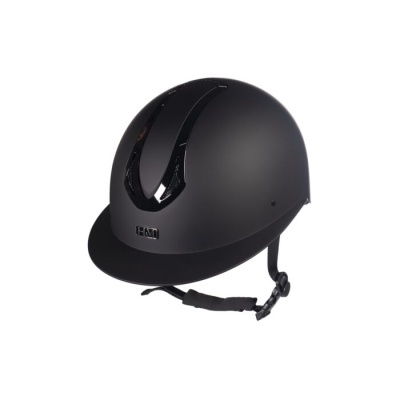 Capacete de equitação preto mate com faixa brilhante e viseira