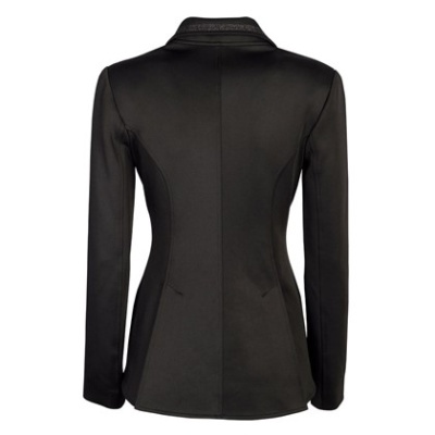 Blazer feminino preto liso de costas com manga comprida