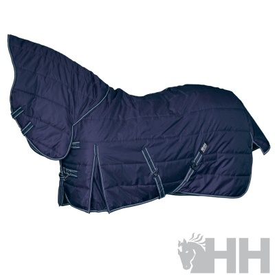 Cobertor para cavalo azul escuro acolchoado com cintas pretas