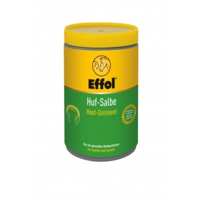 Frasco Effol Huf-Salbe com tampa amarela e corpo verde e amarelo