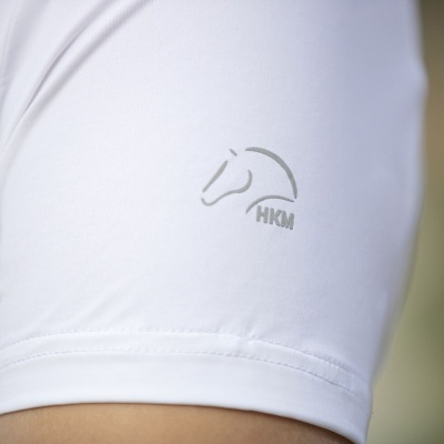 Calção branco com logotipo HRM cinzento na perna