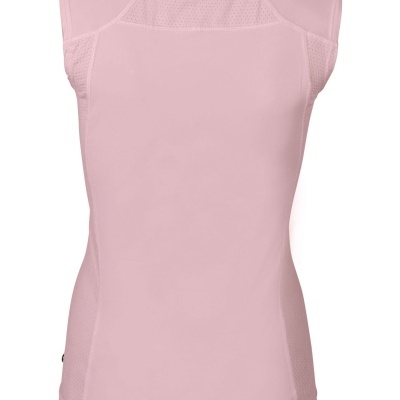 T-shirt sem mangas rosa claro com detalhes perfurados vista de trás